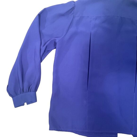 La Blouse Women’s Size 18W/38 Purple Silky Pleated Blouse Long Sleeve Top Shirt - Picture 7 of 12